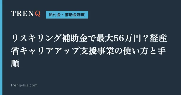 リスキリング補助金で最大56万円？経産省キャリアアップ支援事業の使い方と手順